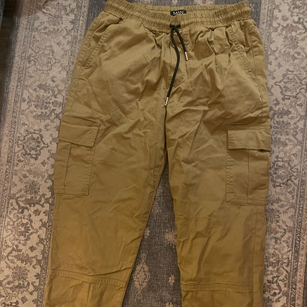 Boohoo Tan Cargo Pants Relaxed Fit